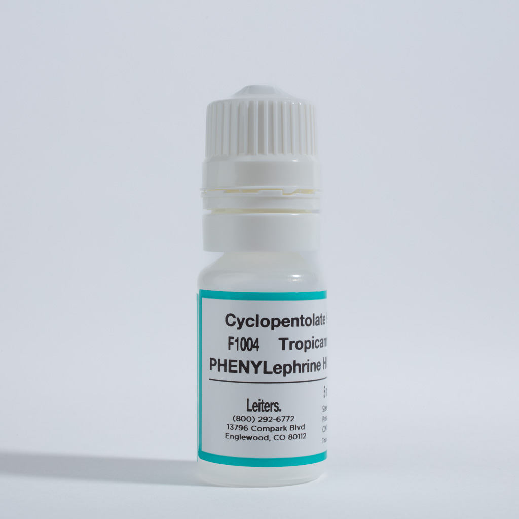 Cyclopentolate HCl 1%, Tropicamide 1%, Phenylephrine HCl 2.5%, 5 mL in a 11 mL dropper bottle