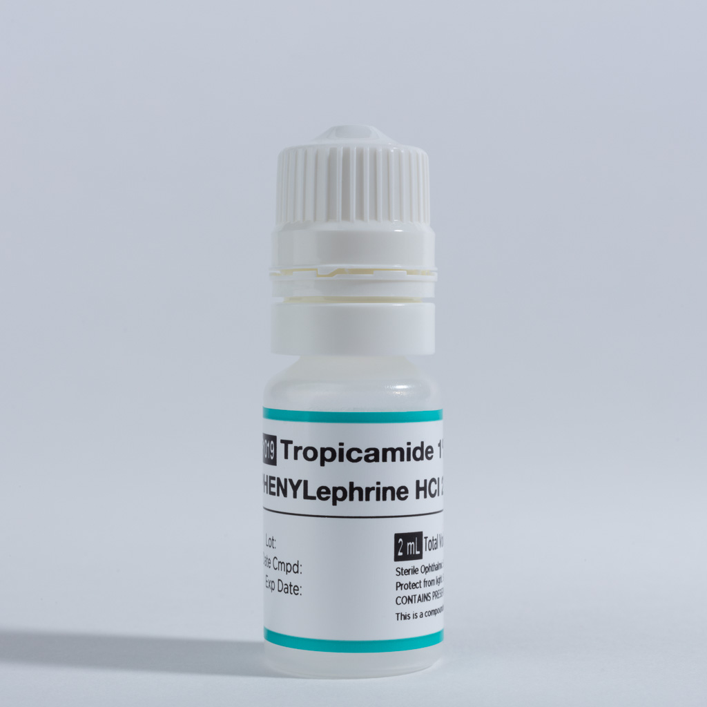 Tropicamide 1%, Phenylephrine HCl 2.5%, 2 mL in an 11 mL dropper bottle