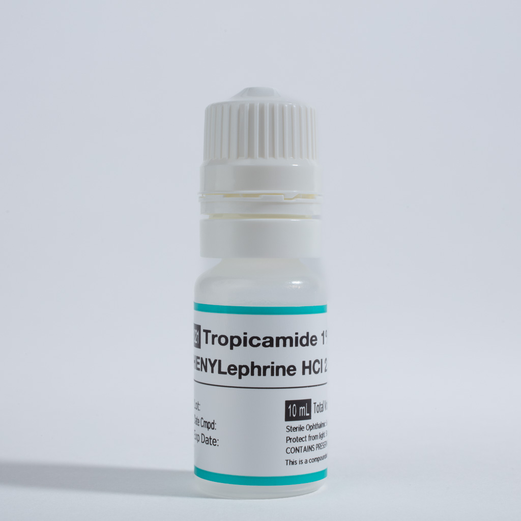 Tropicamide 1%, Phenylephrine HCl 2.5%, 2 mL in an 11 mL dropper bottle 10 mL