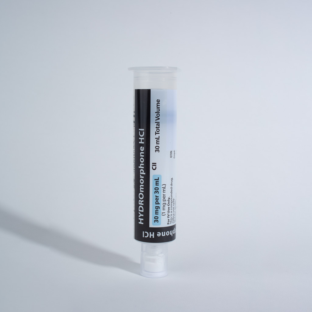 Hydromorphone 1 mg/mL, 30 mL in 35 mL Syringe PCA