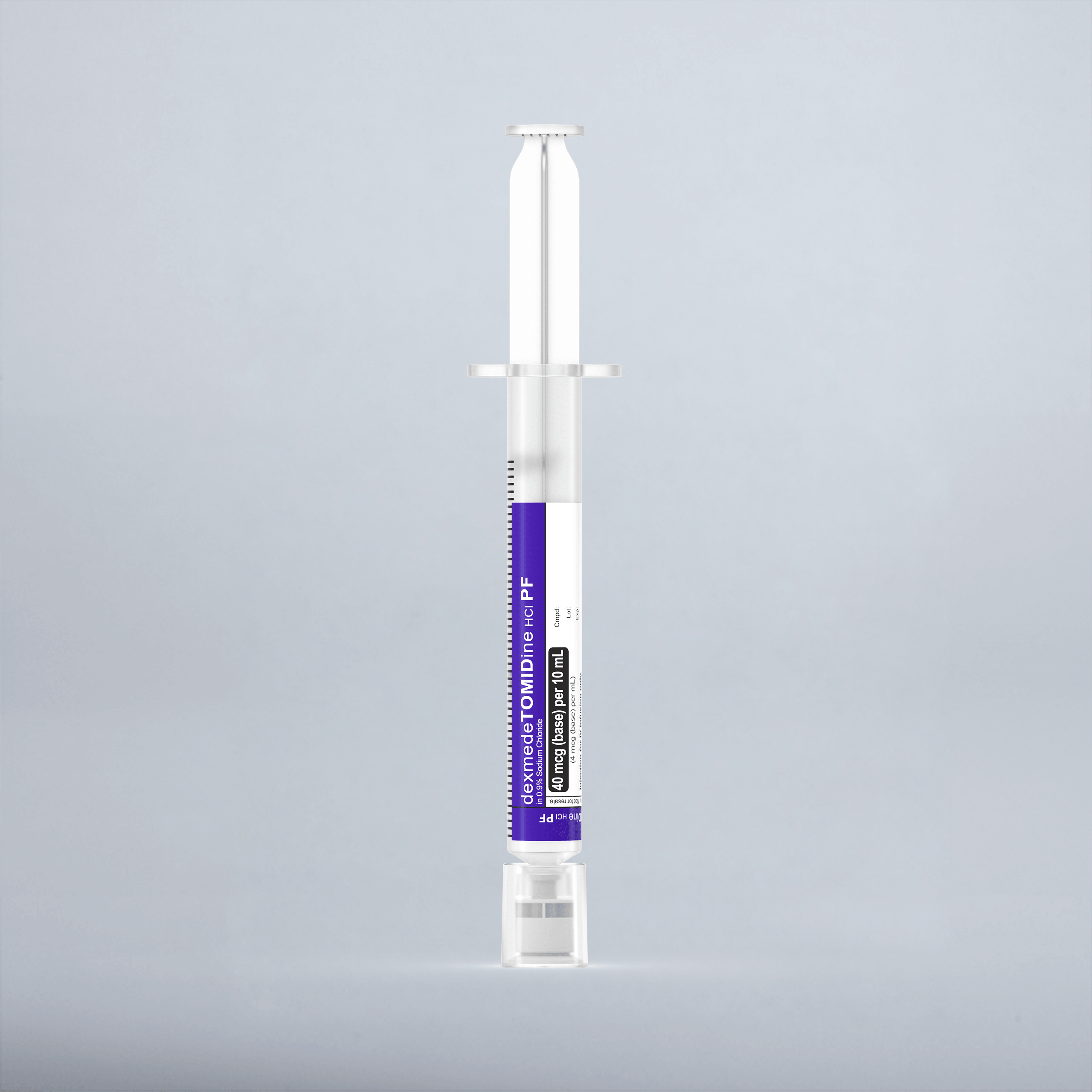 Dexmedetomidine HCl 4mcg/mL preservative free, 10 mL in 10 mL Syringe
