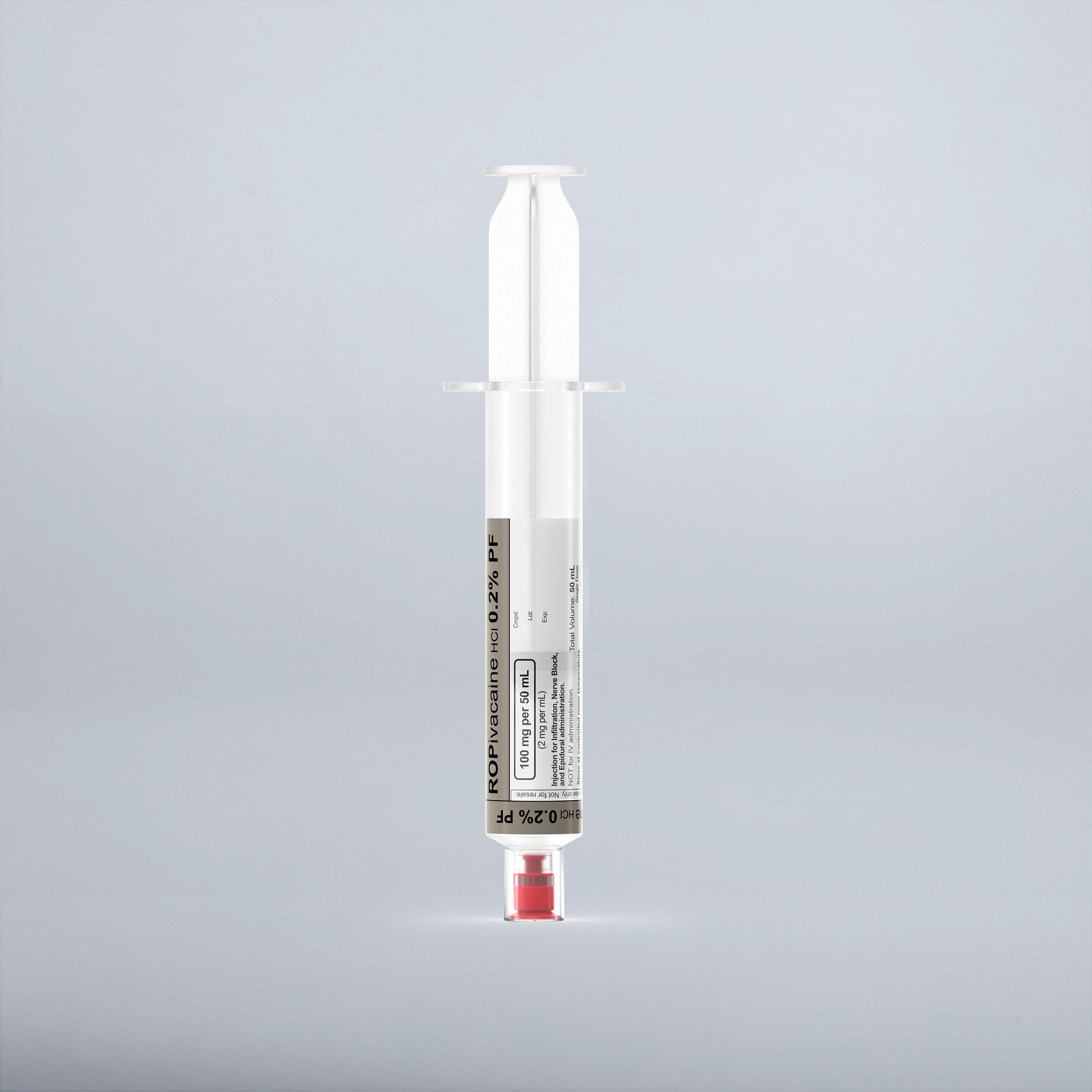 Ropivacaine HCl 0.2%,preservative free, 50 mL in a 50 mL Syringe