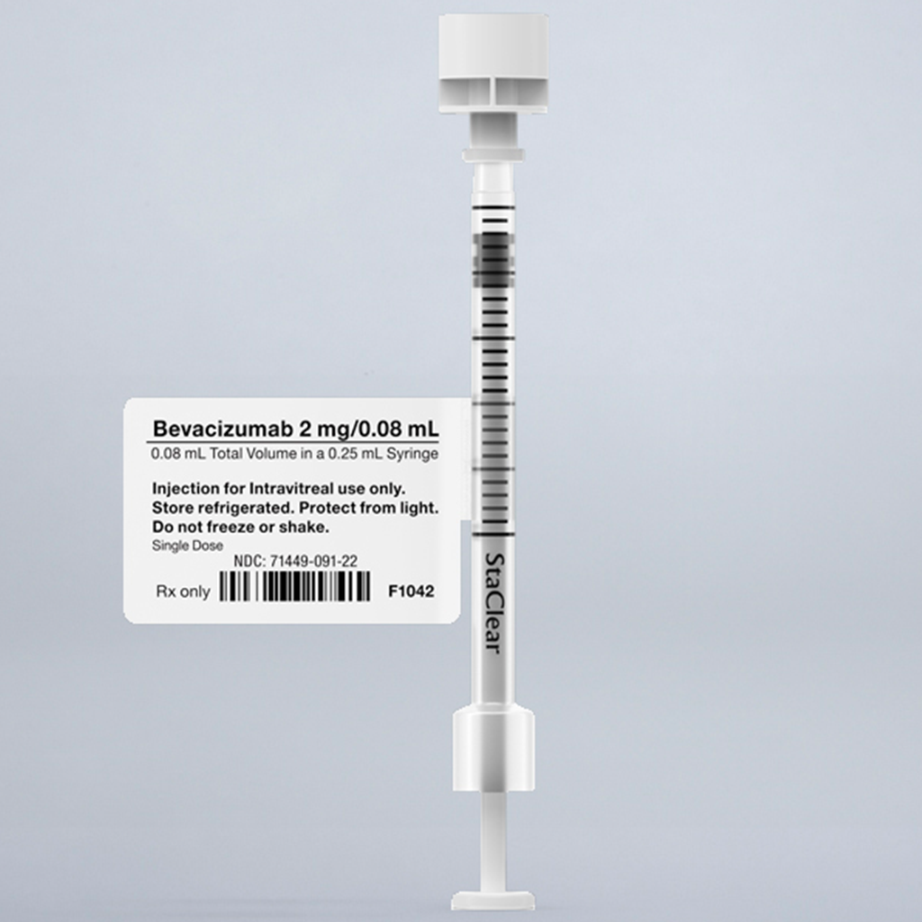 Bevacizumab (Avastin®) 2 mg/0.08 mL, repackaged in a 0.25 mL Syringe