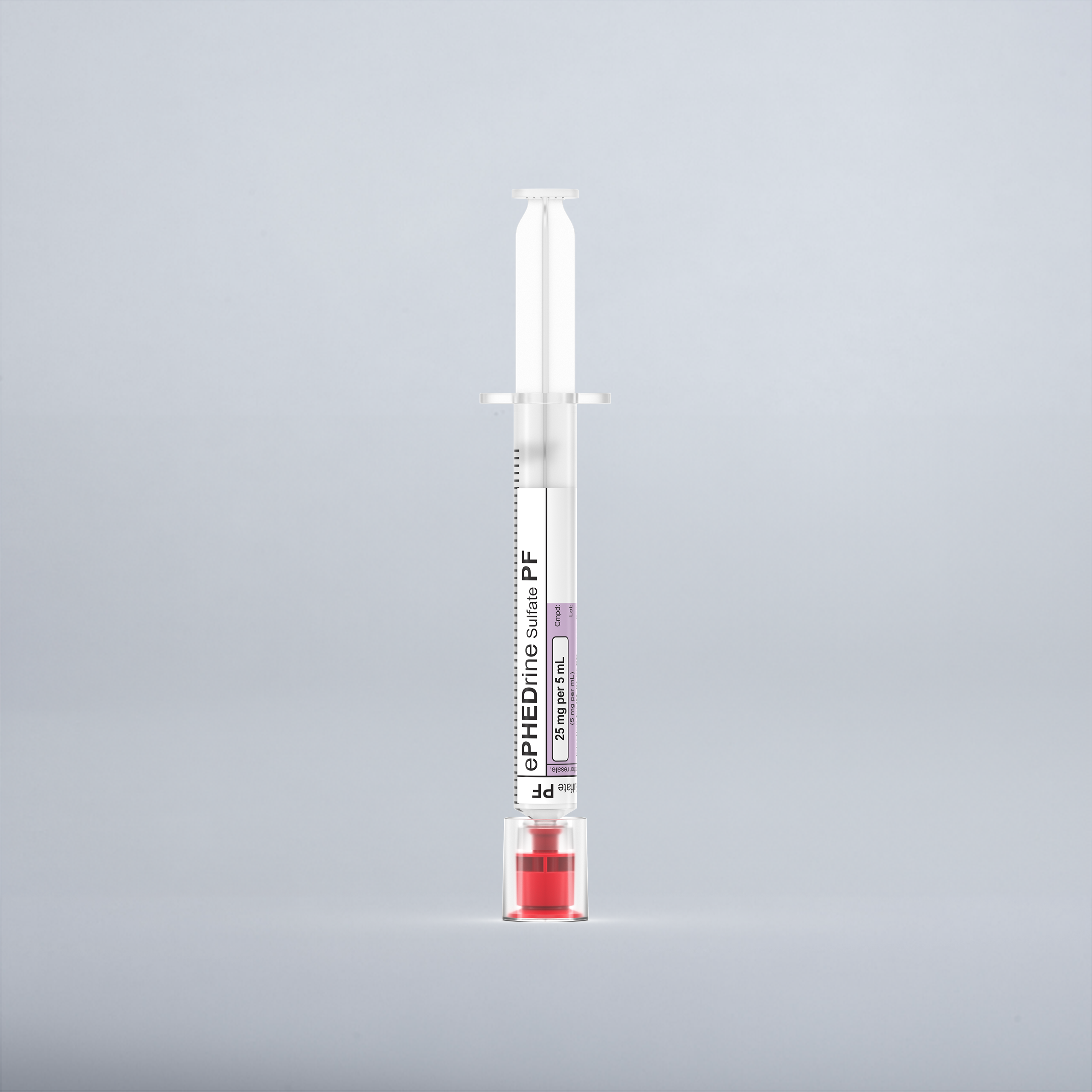 Ephedrine Sulfate 5mg/mL, preservative free, 5 mL in 5 mL Syringe