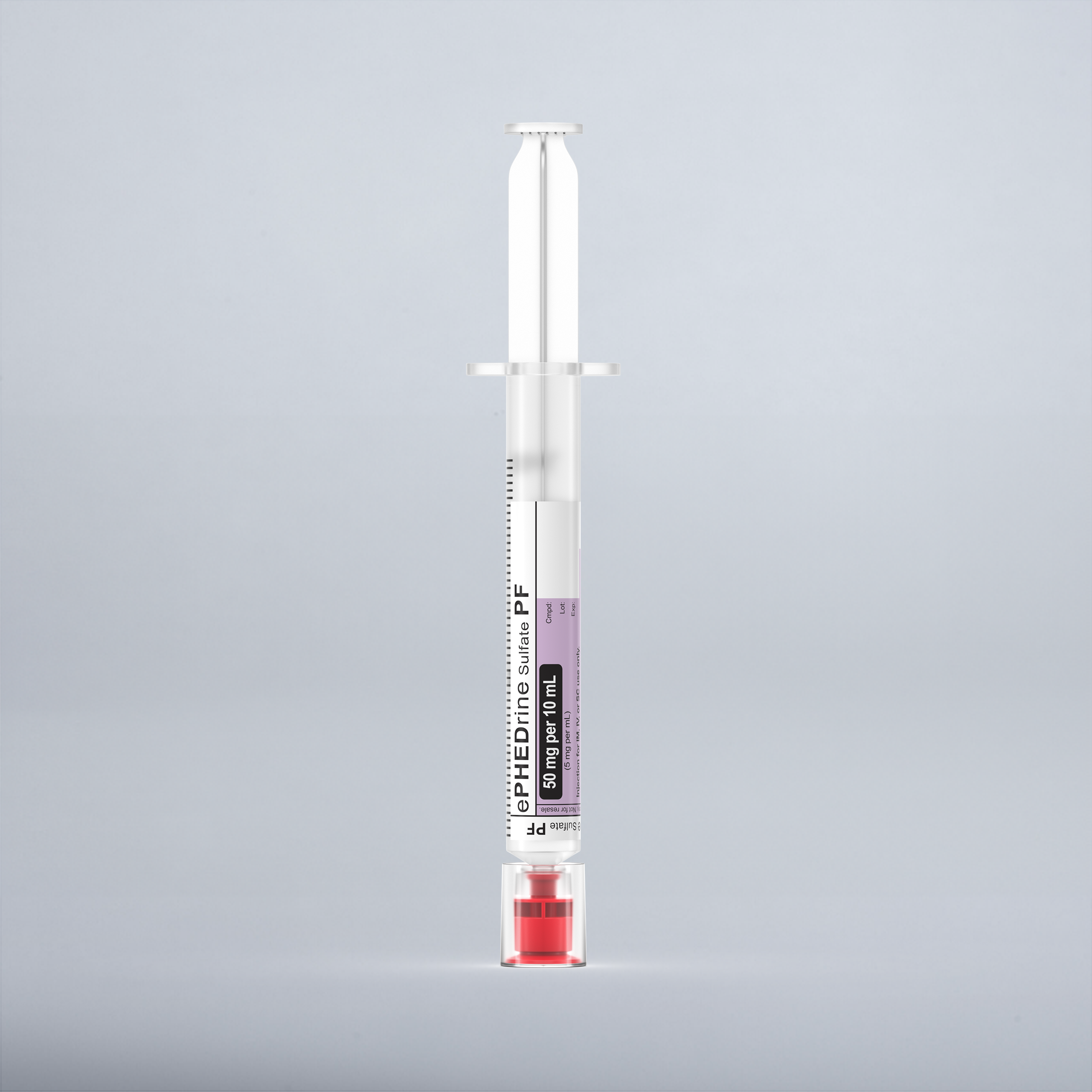 Ephedrine Sulfate 5mg/mL, preservative free, 10 mL in 10 mL Syringe