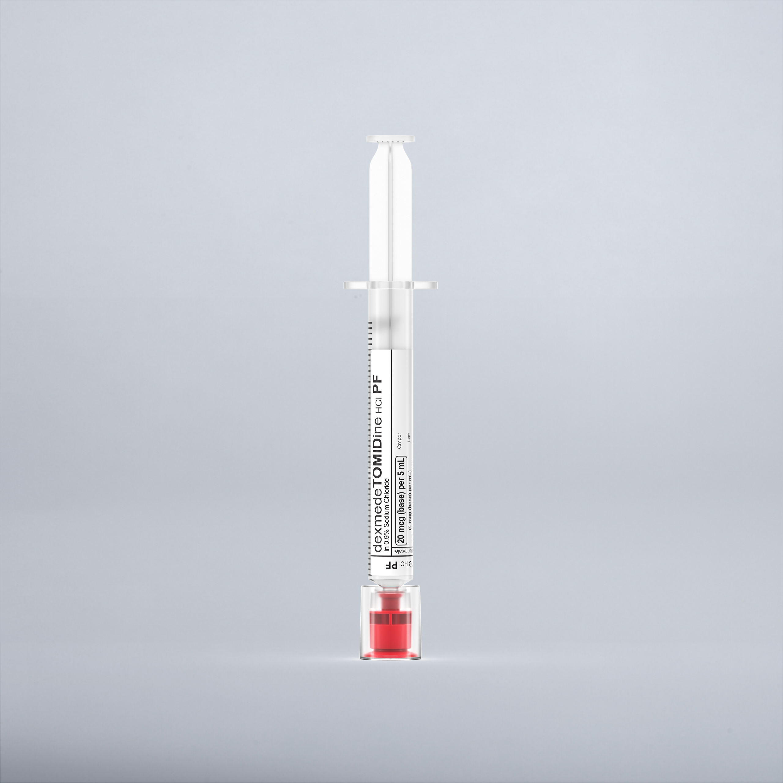 Dexmedetomidine HCl 4mcg/mL preservative free, 5 mL in 5 mL Syringe