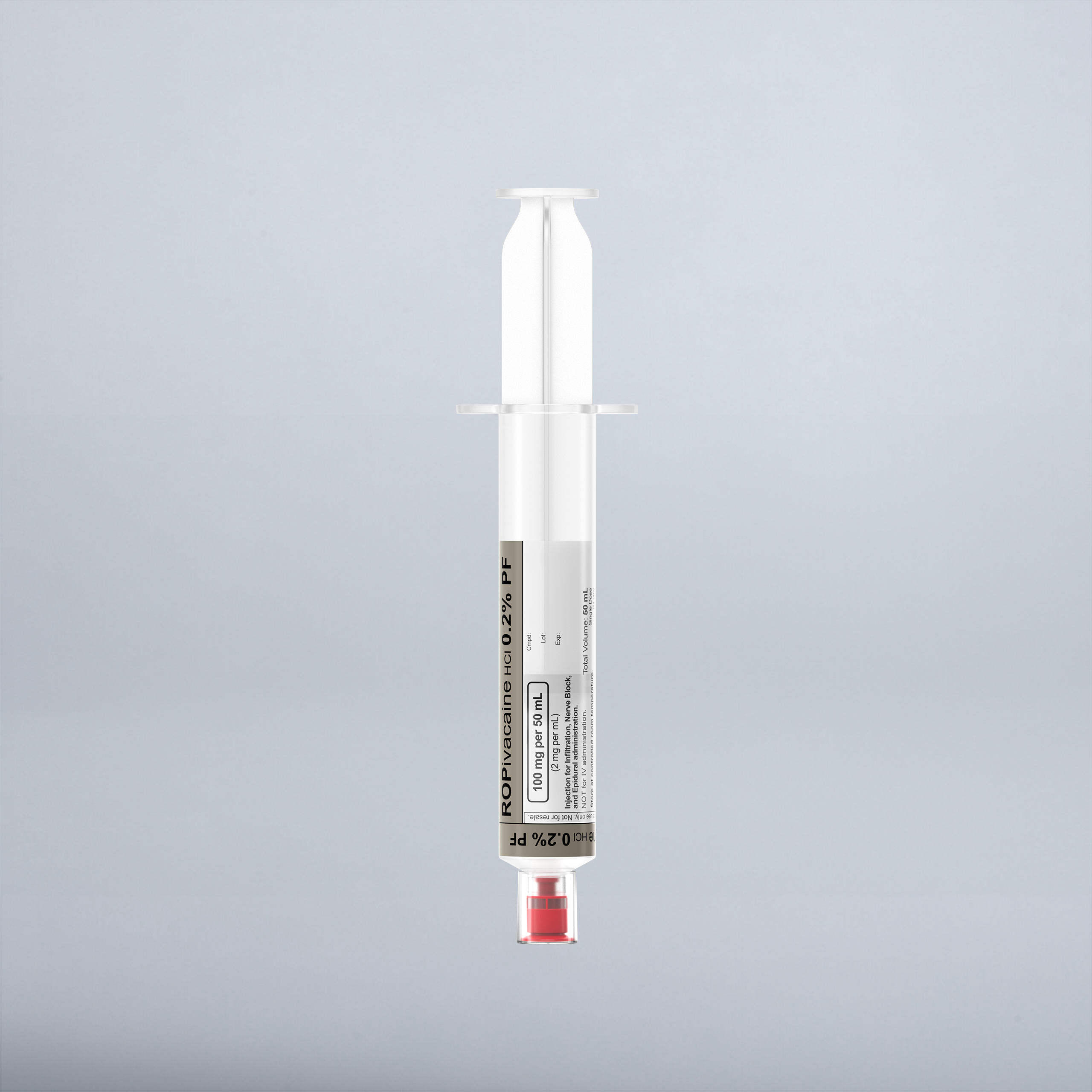 Ropivacaine HCl 0.2%,preservative free, 50 mL in a 50 mL Syringe